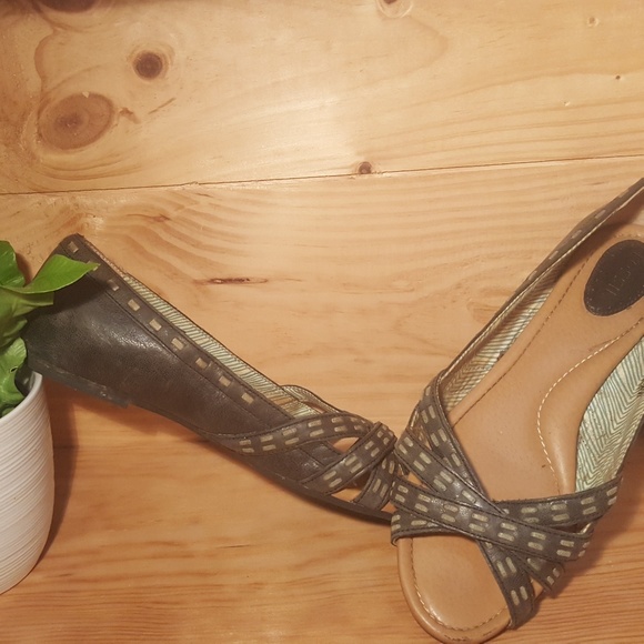 Fossil Peep Toe Leather Flats SZ 8 - Picture 4 of 7